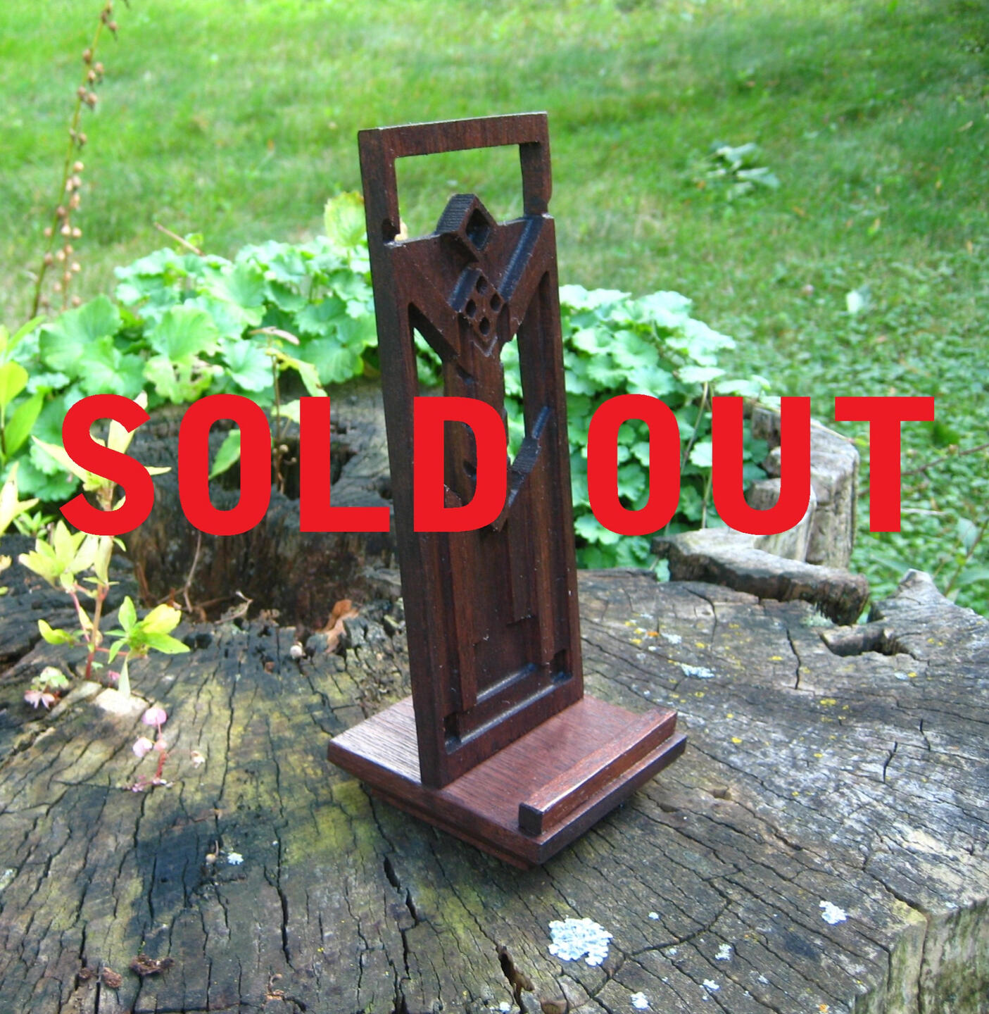 Mahogany Geometric LP Record Stand